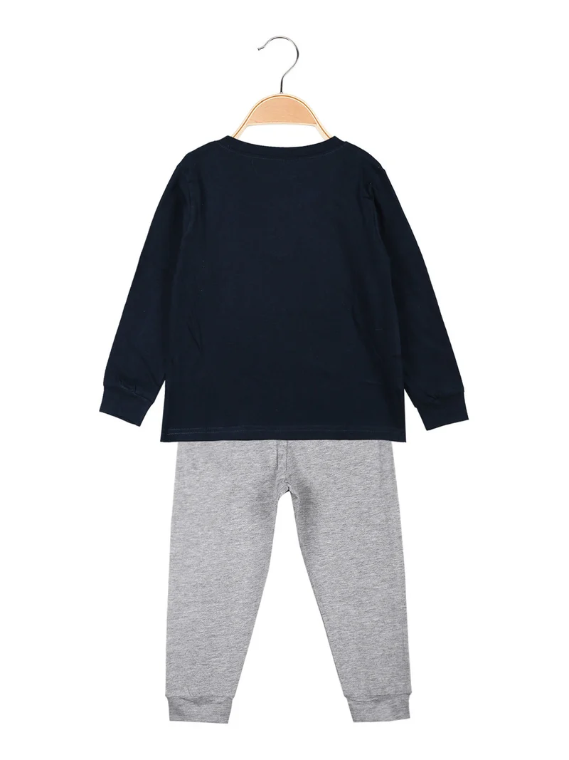 Pigiama lungo da bambino in cotone - blu scuro