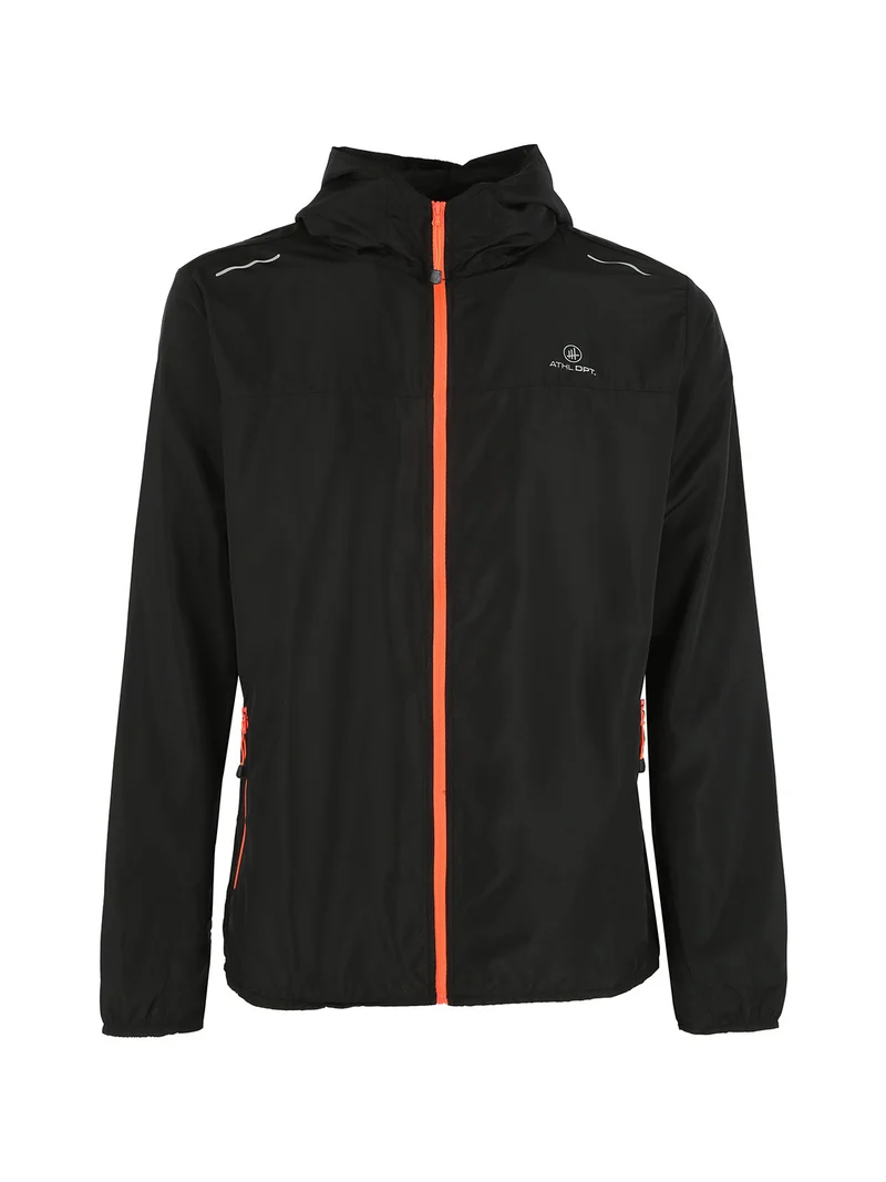 Giacca running da uomo con cappuccio - nero