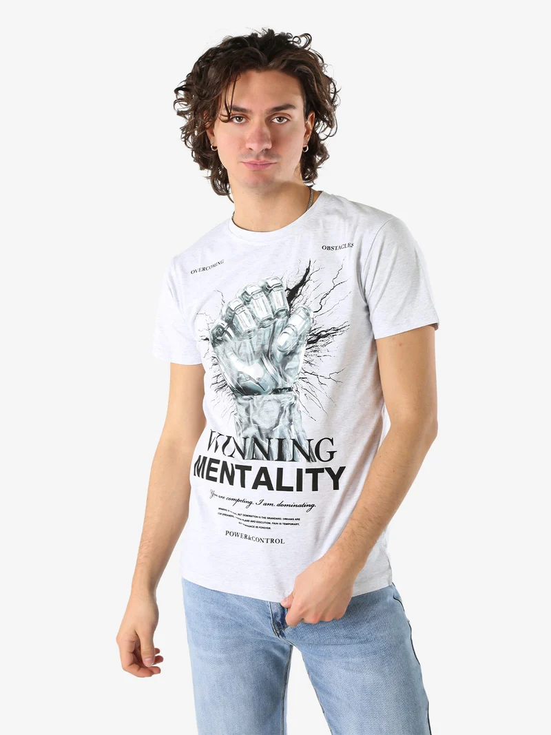 T-shirt da uomo in cotone con stampa - grigio chiaro