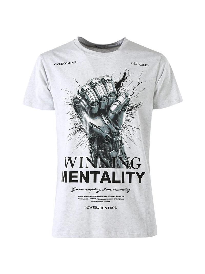 T-shirt da uomo in cotone con stampa - grigio chiaro
