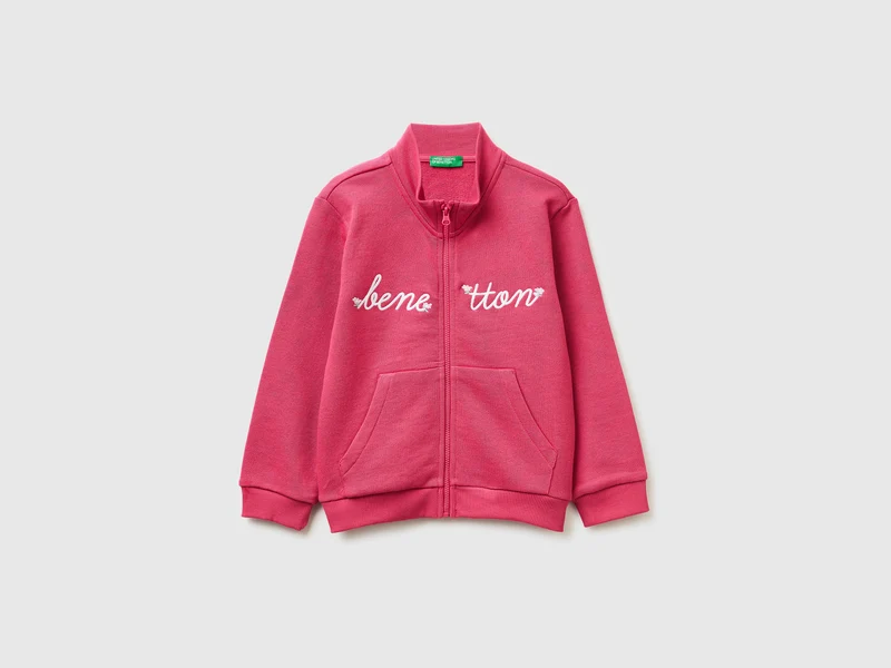 Sweatshirt mit Reißverschluss und Aufdruck