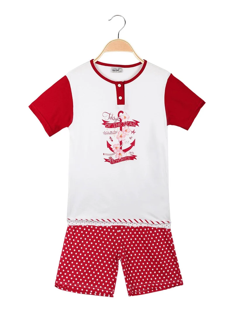 Pigiama corto in cotone da bambina - rosso