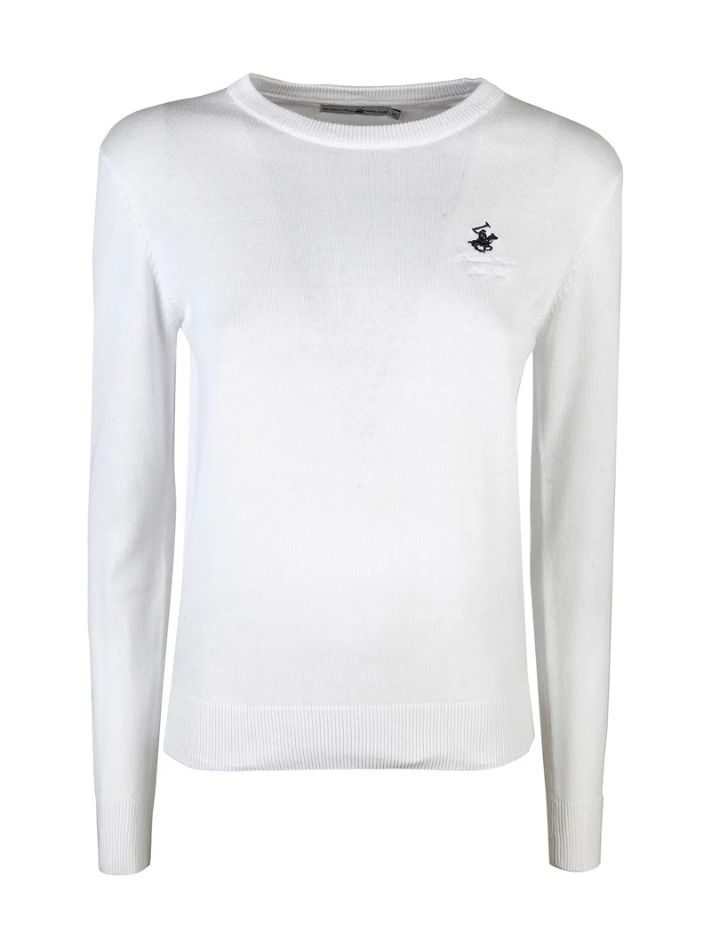 Pullover girocollo da donna in cotone - bianco
