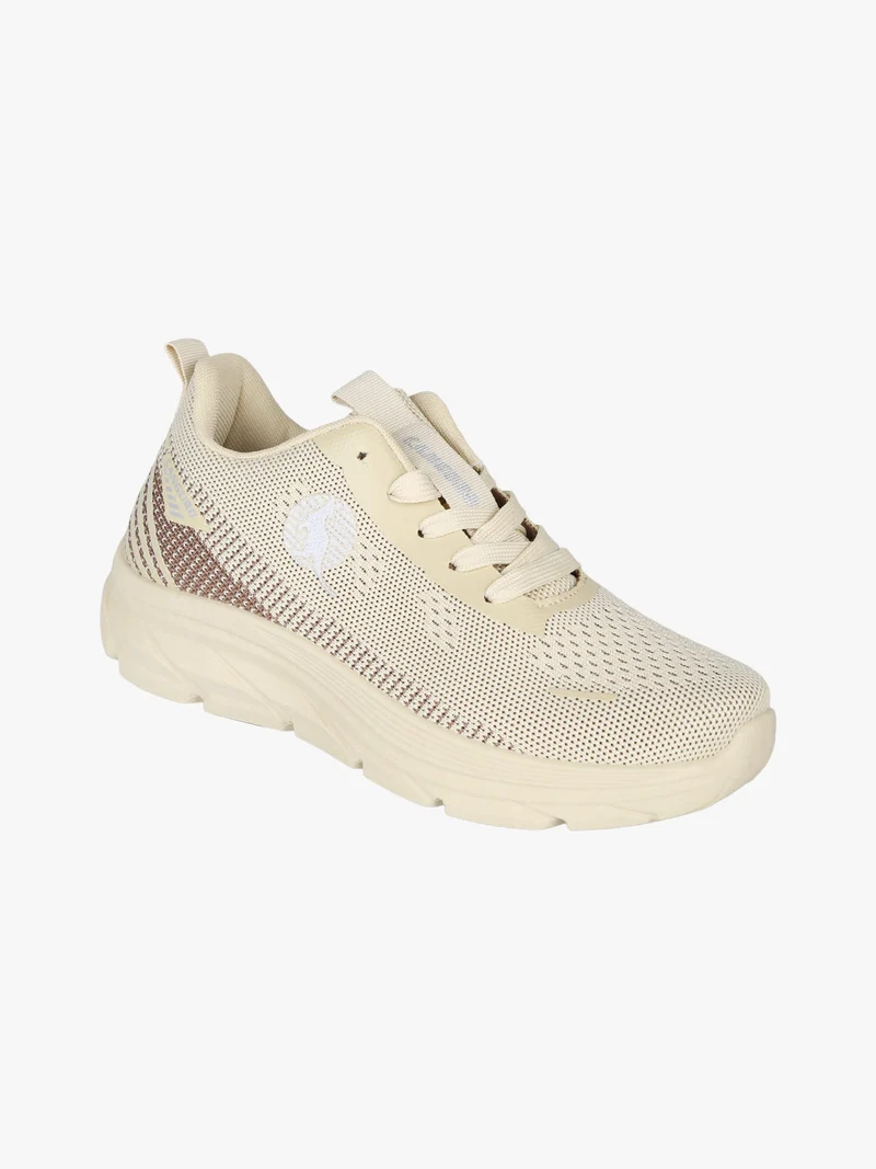 Sneakers donna sportive in maglia - sabbia