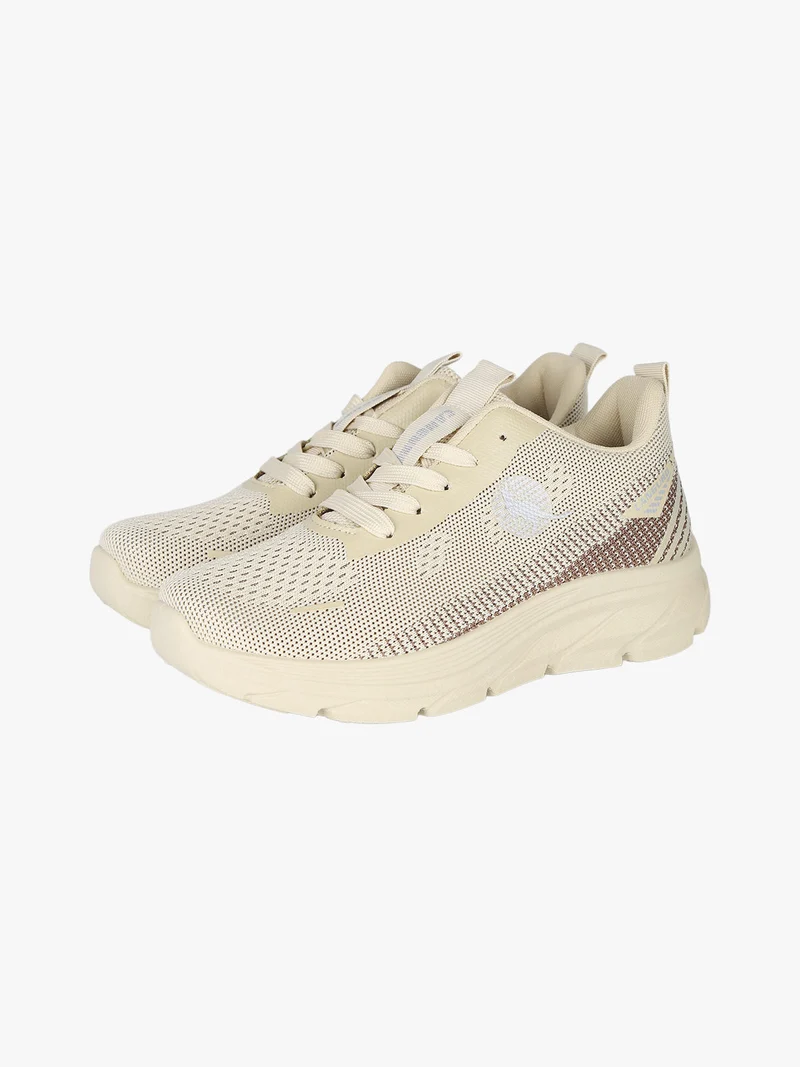 Sneakers donna sportive in maglia - sabbia