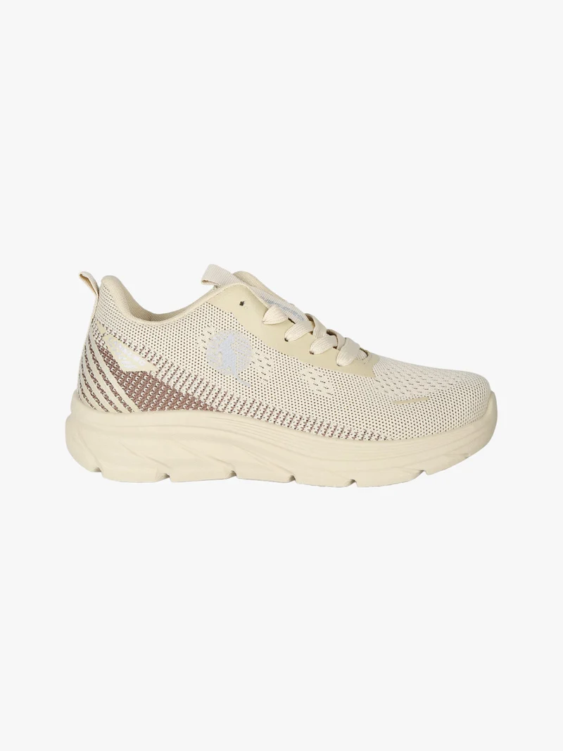 Sneakers donna sportive in maglia - sabbia