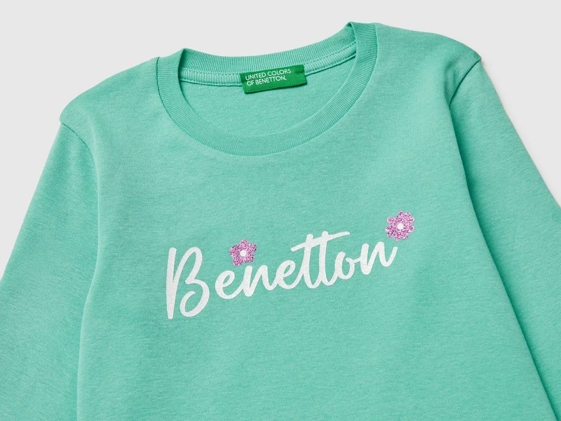 T-Shirt aus Bio-Baumwolle mit Glitzerlogo