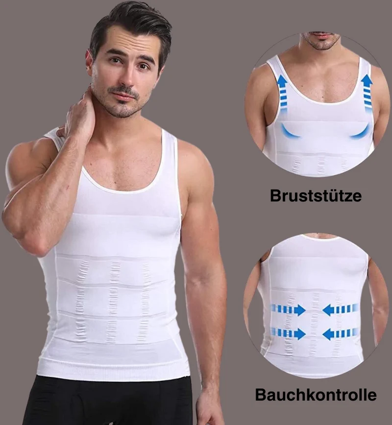 Herren Kompressionsunterhemd | Bauch- & Brust-Kaschierung | Unsichtbar Unter Kleidung | Rückenstütze