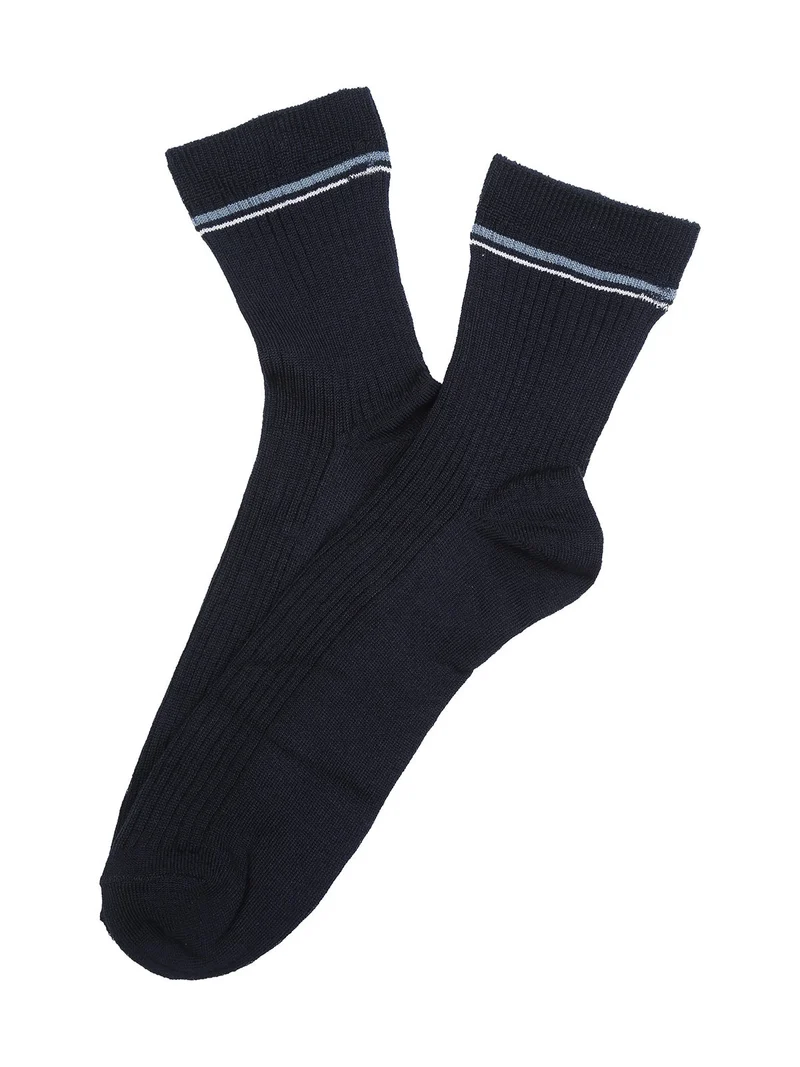 Calze donna midi a costine - blu scuro