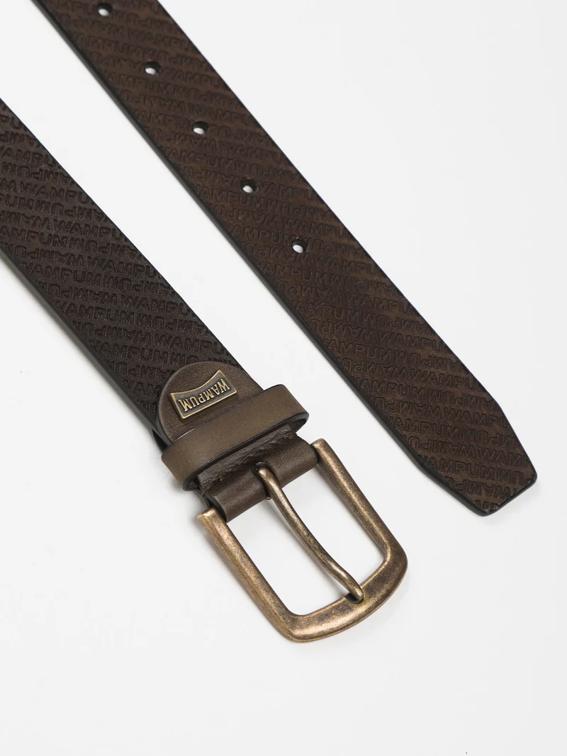 Cintura in pelle da uomo con stampe monogramma - verde