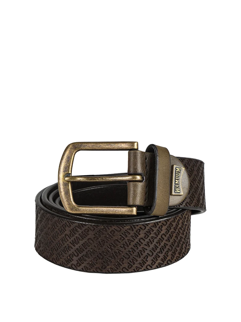 Cintura in pelle da uomo con stampe monogramma - verde