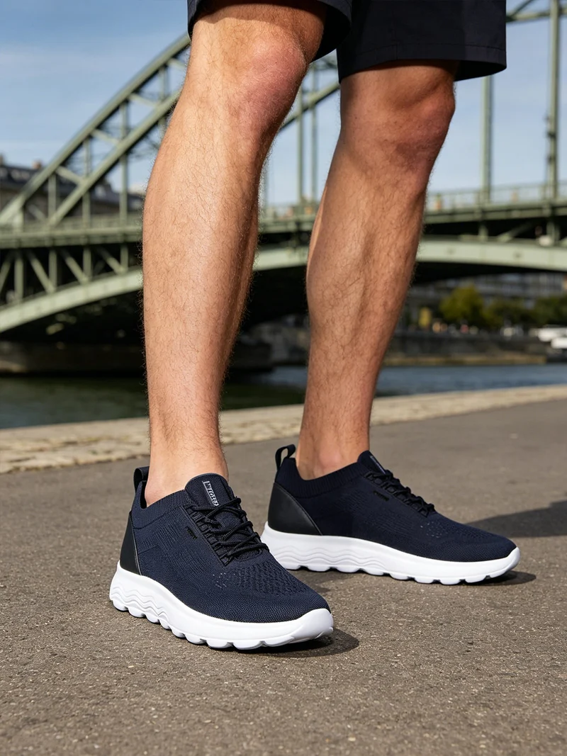 SPHERICA Sneakers uomo stringate in maglia - blu scuro
