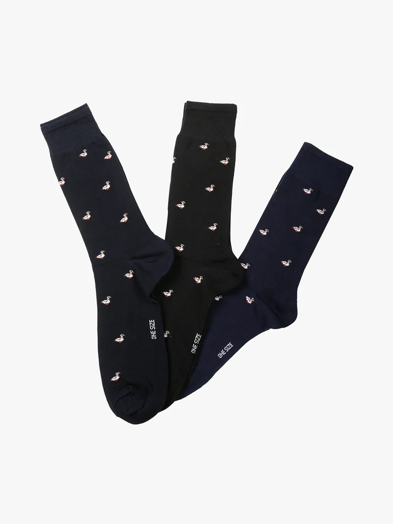 3 Paia di calze corte da uomo con stampe - nero