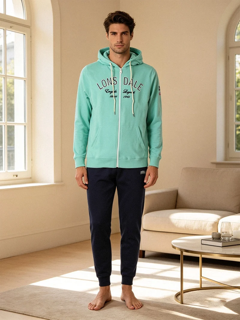 Completo tuta da uomo full zip con cappuccio - acqua marina