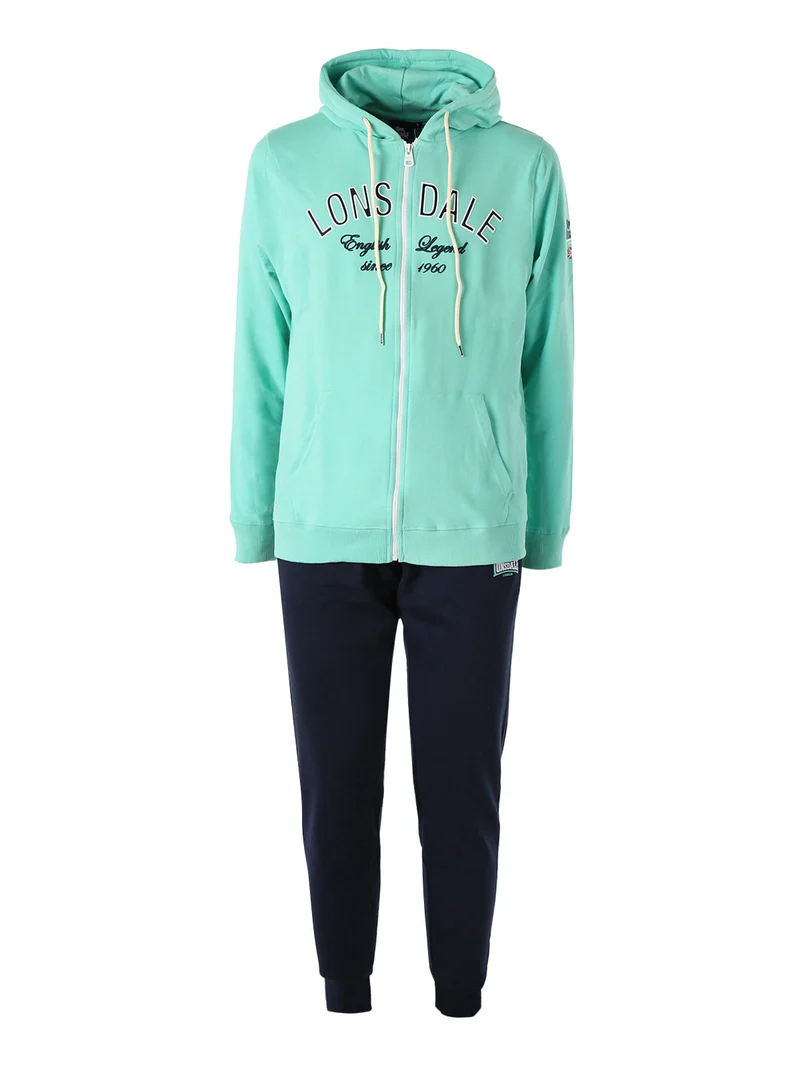 Completo tuta da uomo full zip con cappuccio - acqua marina