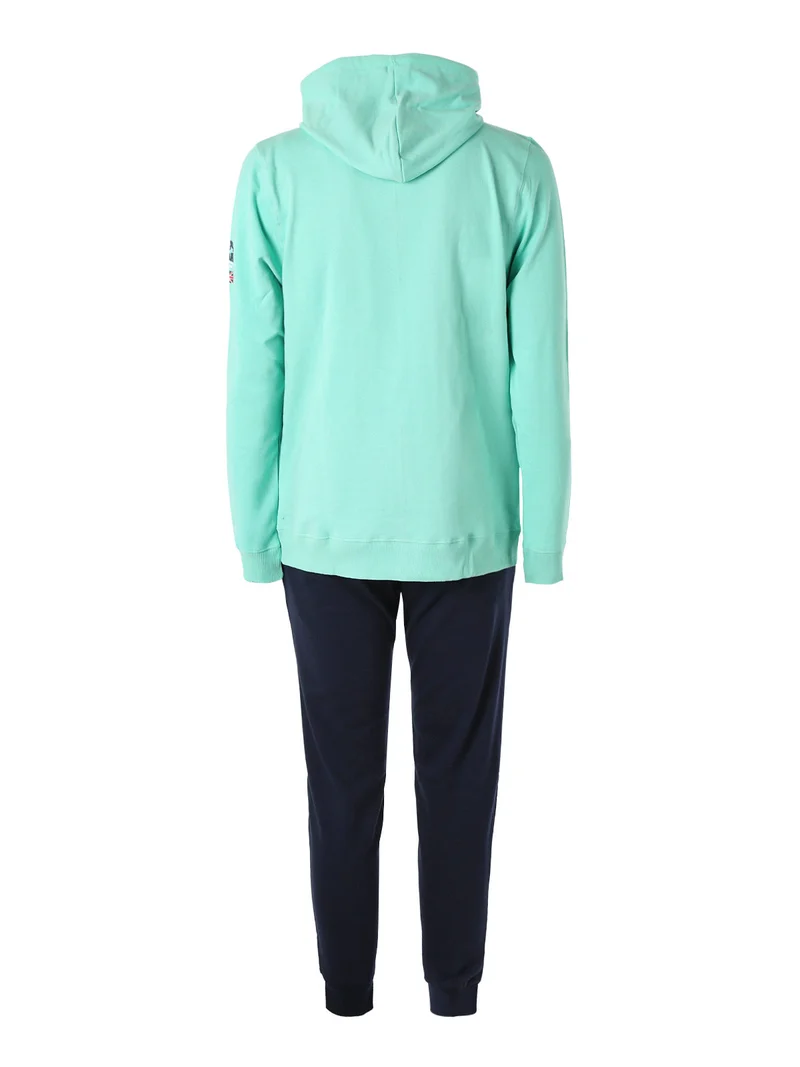 Completo tuta da uomo full zip con cappuccio - acqua marina