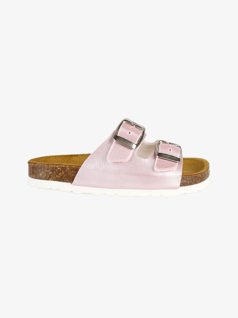 Ciabatte da ragazza multicolore con fibbie - rosa