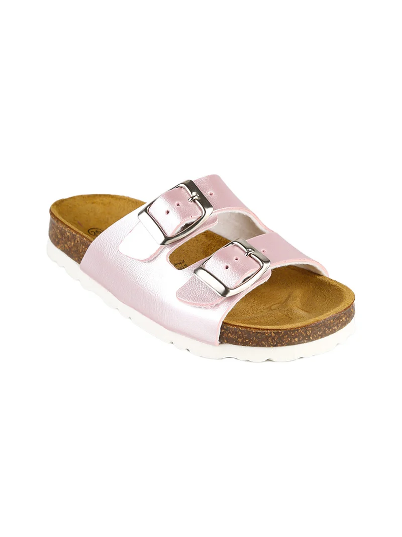 Ciabatte da ragazza multicolore con fibbie - rosa