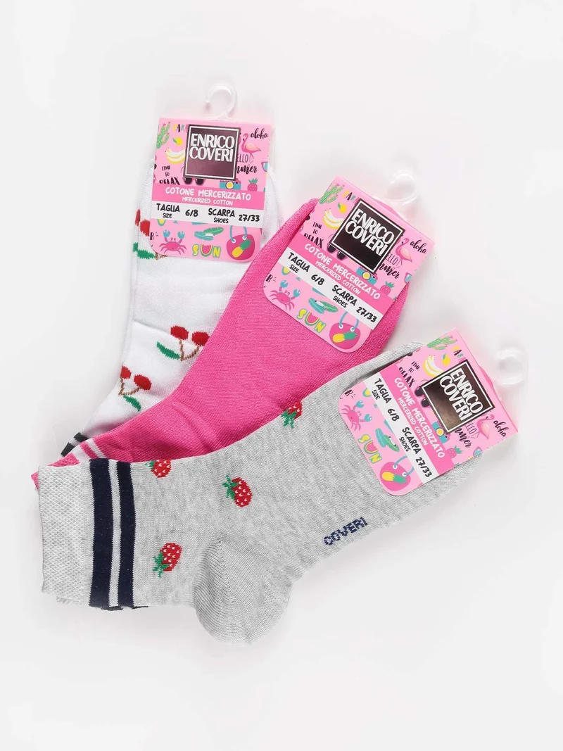 Calze corte bambina in cotone - fucsia