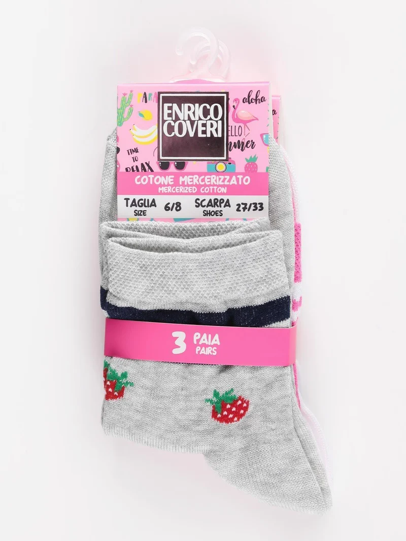 Calze corte bambina in cotone - fucsia