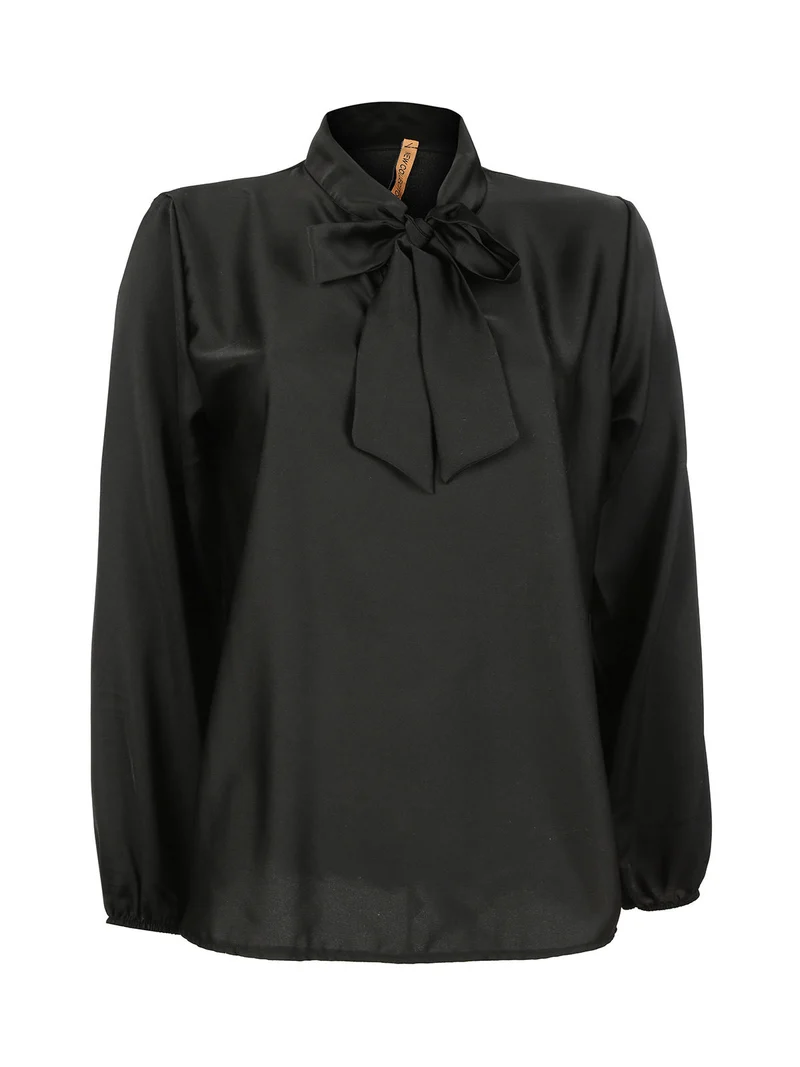 Blusa donna effetto raso - nero