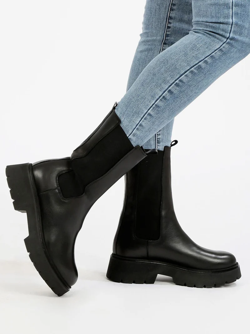 Stivaletti chelsea in pelle - nero