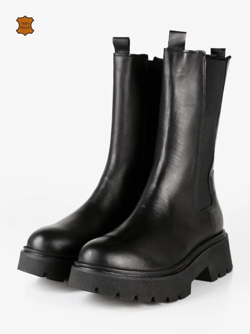 Stivaletti chelsea in pelle - nero