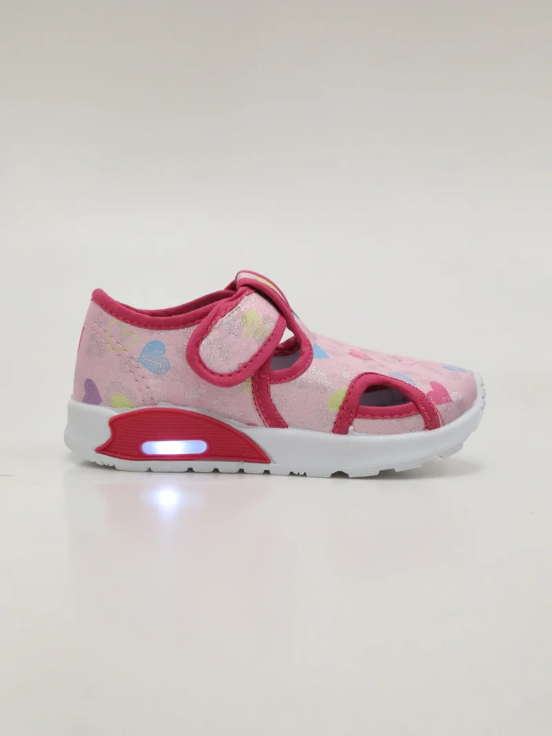 Sandali chiusi da bambina in tessuto con luci - rosa