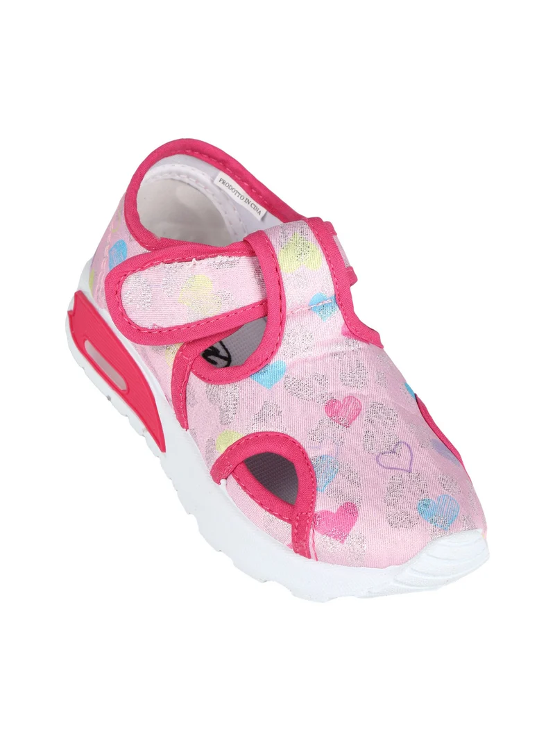 Sandali chiusi da bambina in tessuto con luci - rosa