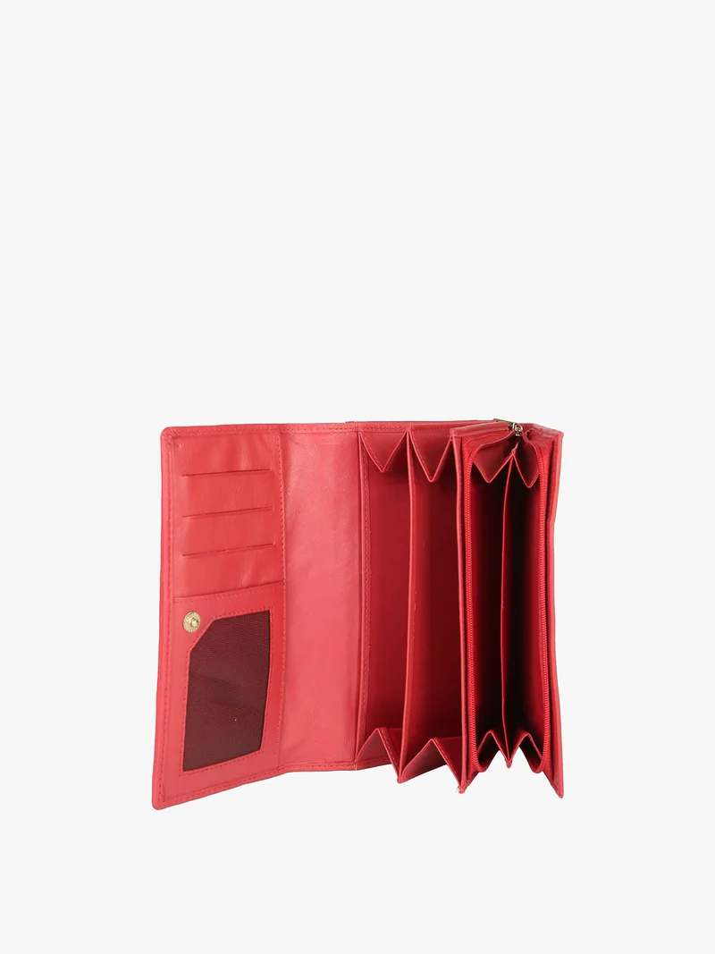 Portafoglio rettangolare in pelle da donna - rosso