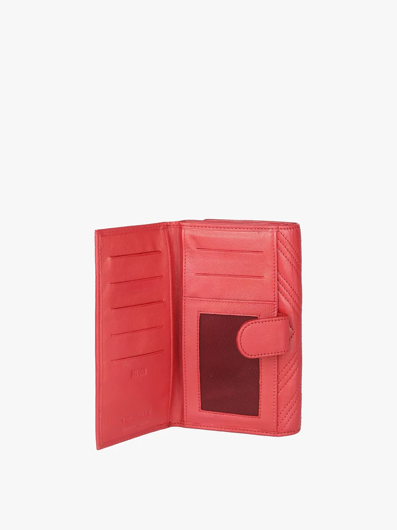 Portafoglio rettangolare in pelle da donna - rosso