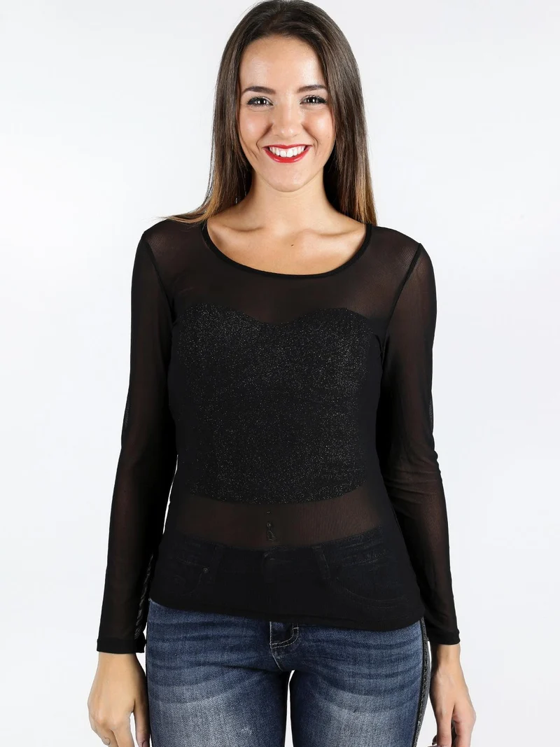 Maglia nera con trasparenze - nero