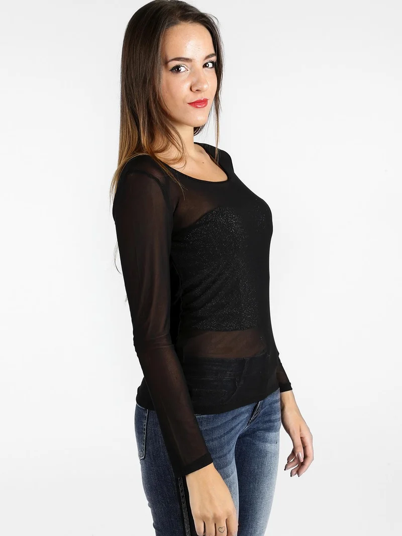 Maglia nera con trasparenze - nero