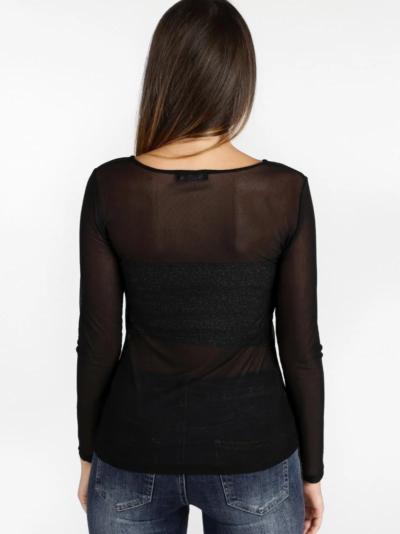 Maglia nera con trasparenze - nero