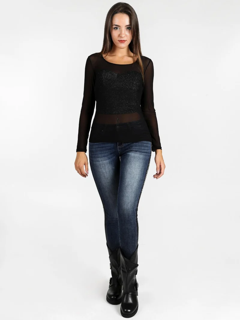 Maglia nera con trasparenze - nero