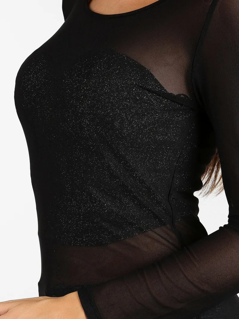 Maglia nera con trasparenze - nero