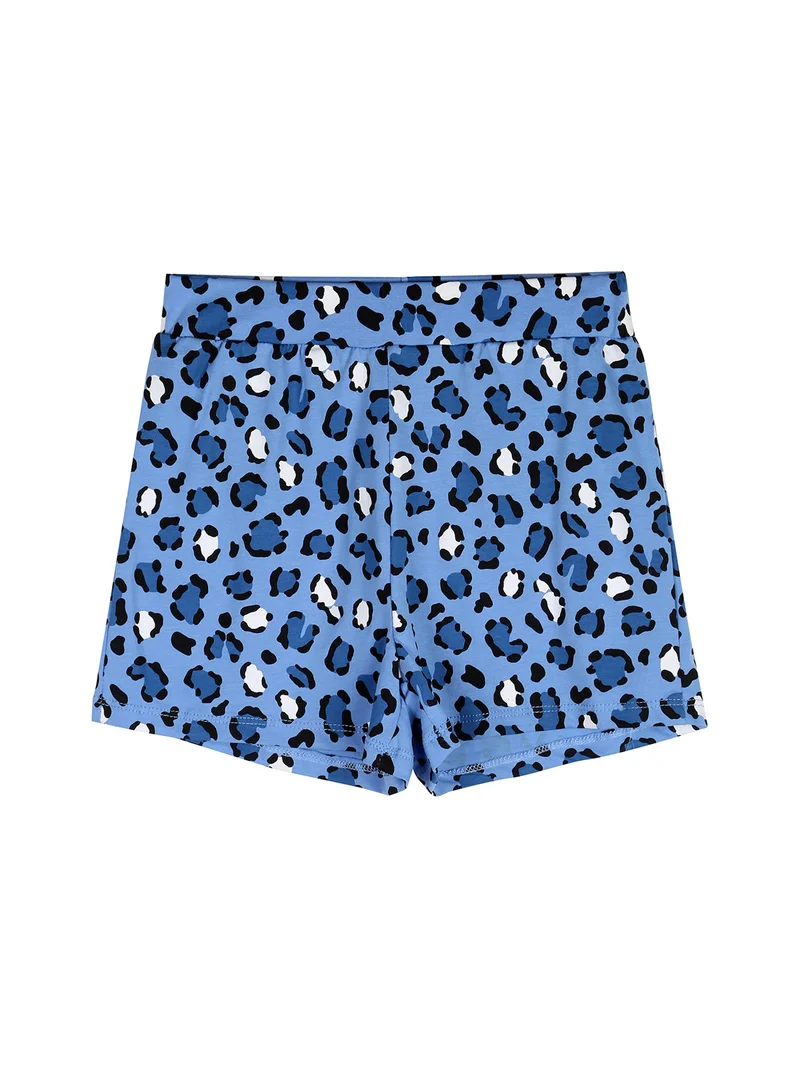 Completo corto da bambina con t-shirt e shorts maculati - bianco