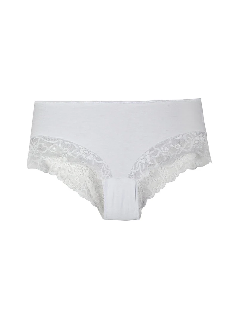 Slip panty donna in bamboo con pizzo - bianco