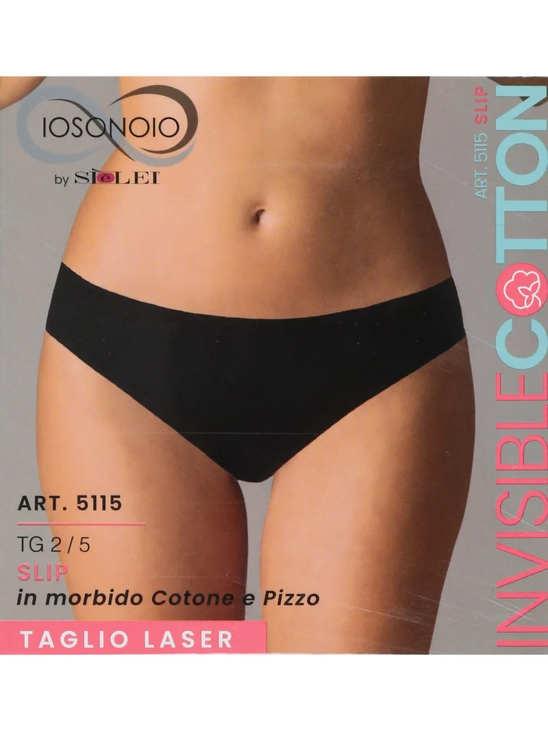 Slip donna taglio laser in cotone e pizzo - nero