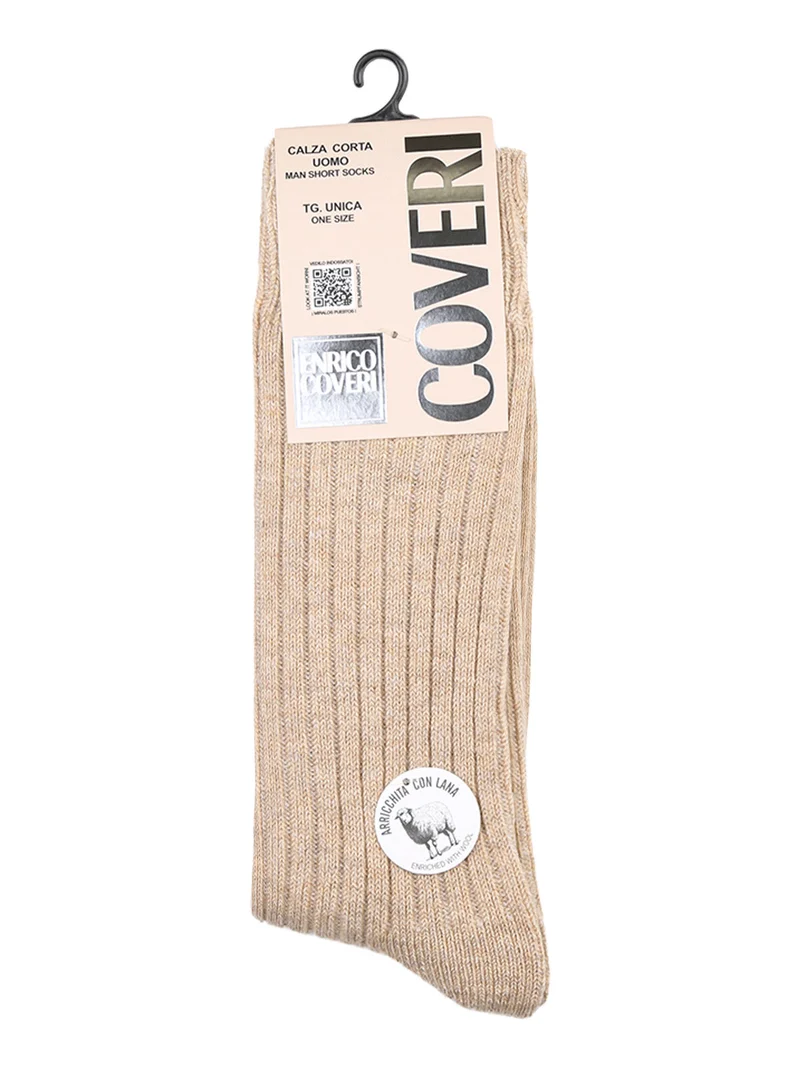 Calze corte da uomo in misto lana - beige