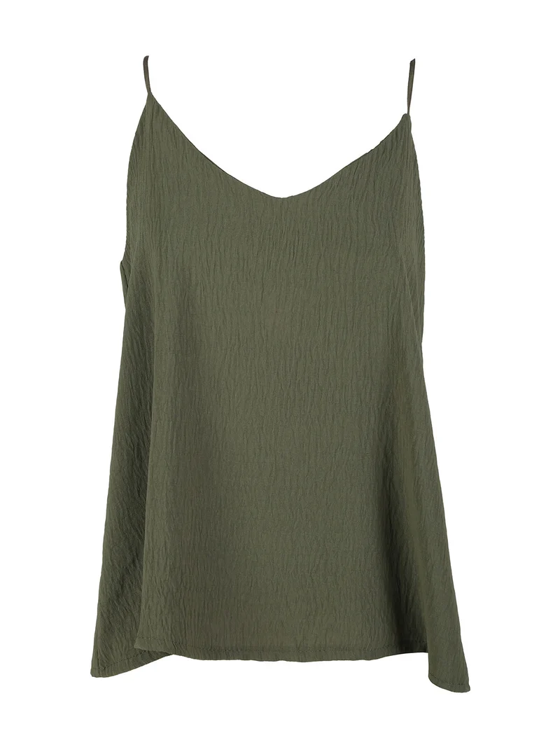 Top donna con spalline sottili e scollo V - militare