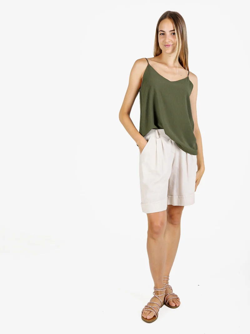Top donna con spalline sottili e scollo V - militare