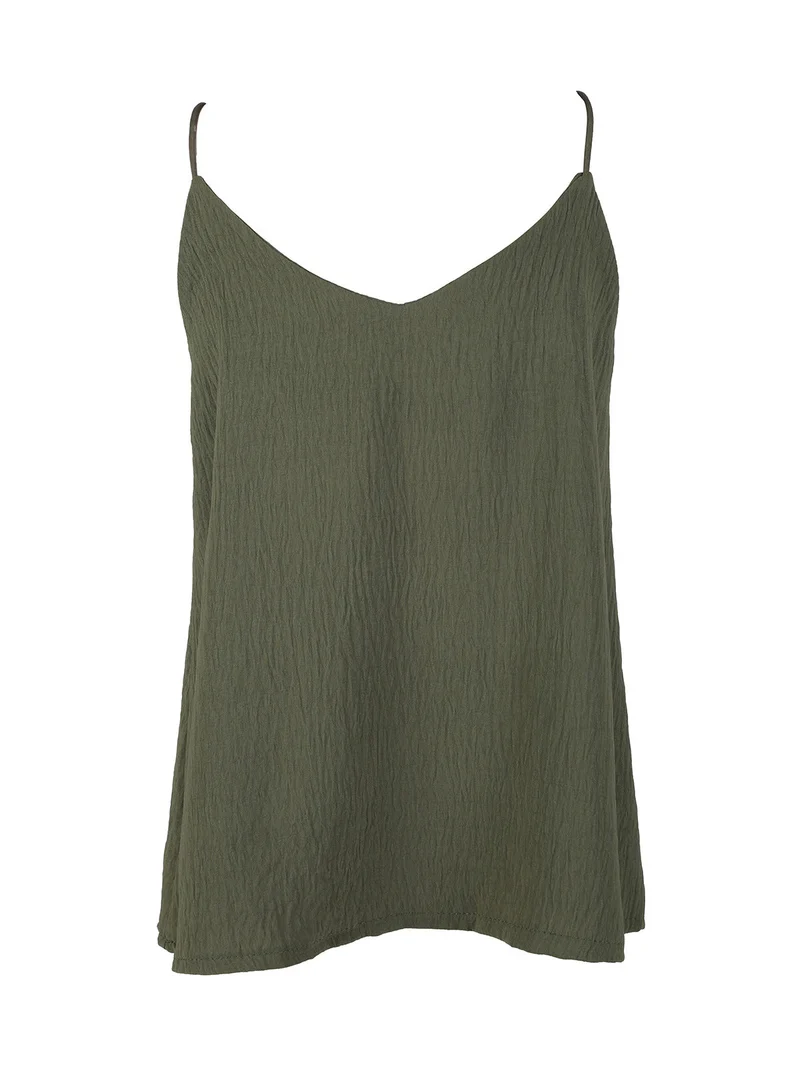 Top donna con spalline sottili e scollo V - militare
