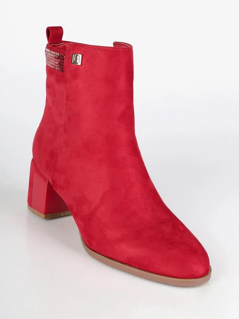 Stivaletti donna in tessuto scamosciato - rosso