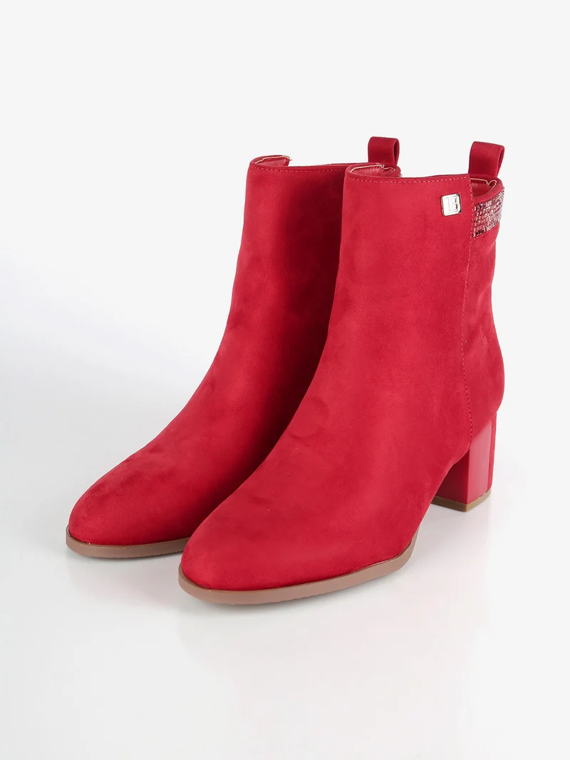 Stivaletti donna in tessuto scamosciato - rosso