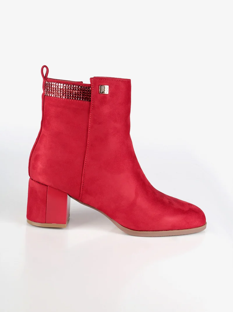 Stivaletti donna in tessuto scamosciato - rosso