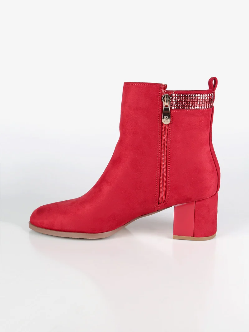 Stivaletti donna in tessuto scamosciato - rosso