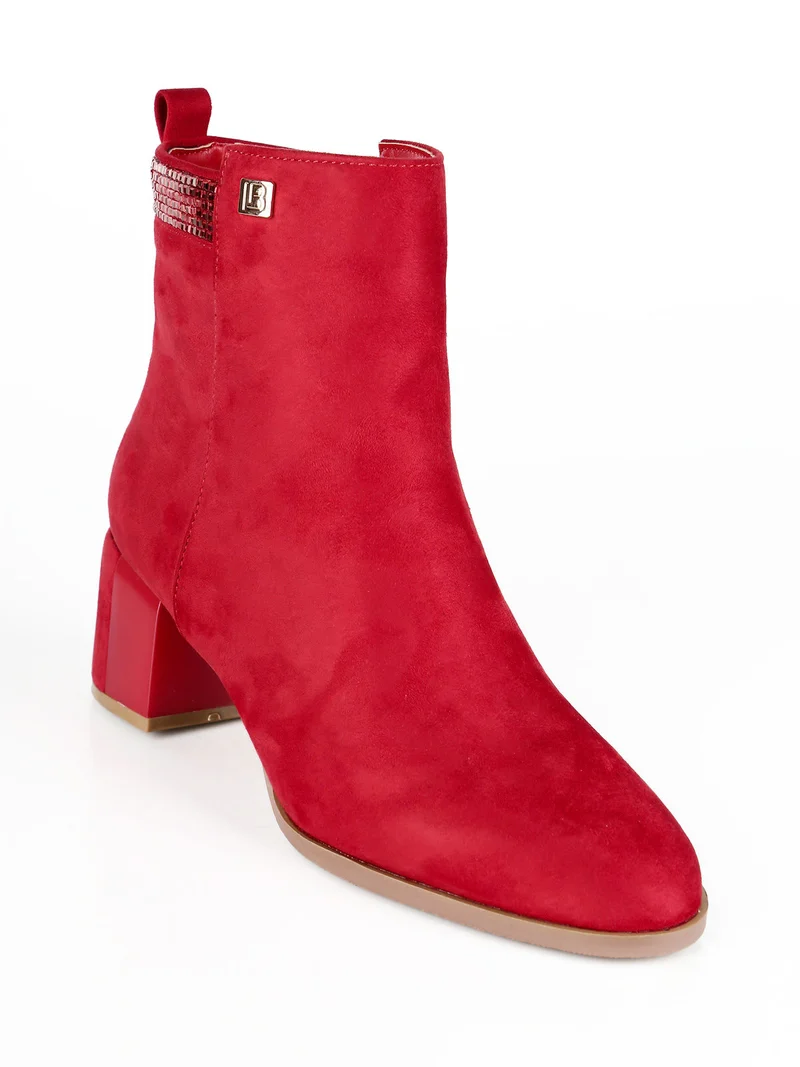 Stivaletti donna in tessuto scamosciato - rosso