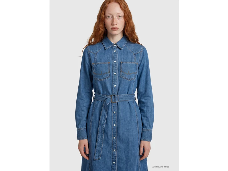 Hemdkleid aus hellem Jeansstoff
