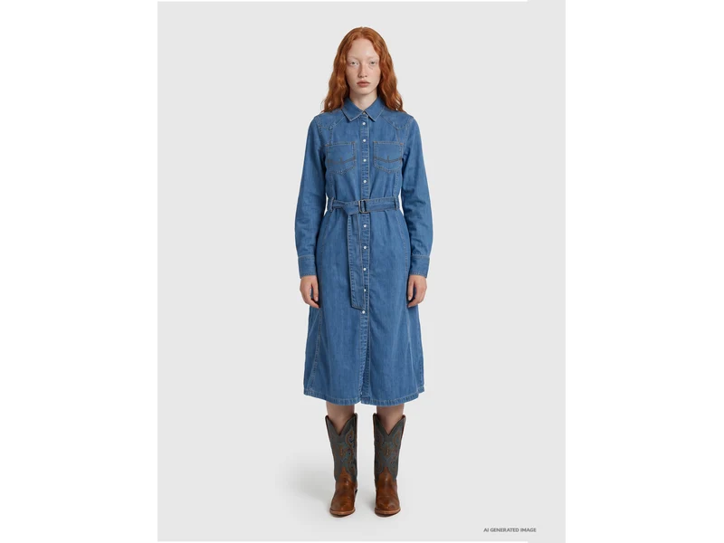 Hemdkleid aus hellem Jeansstoff